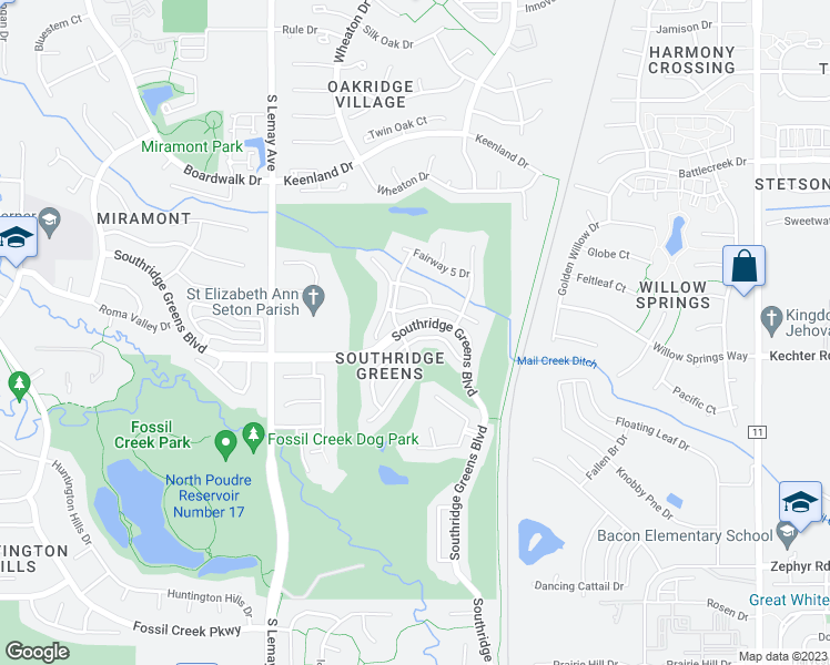 map of restaurants, bars, coffee shops, grocery stores, and more near 1406 Hummel Lane in Fort Collins