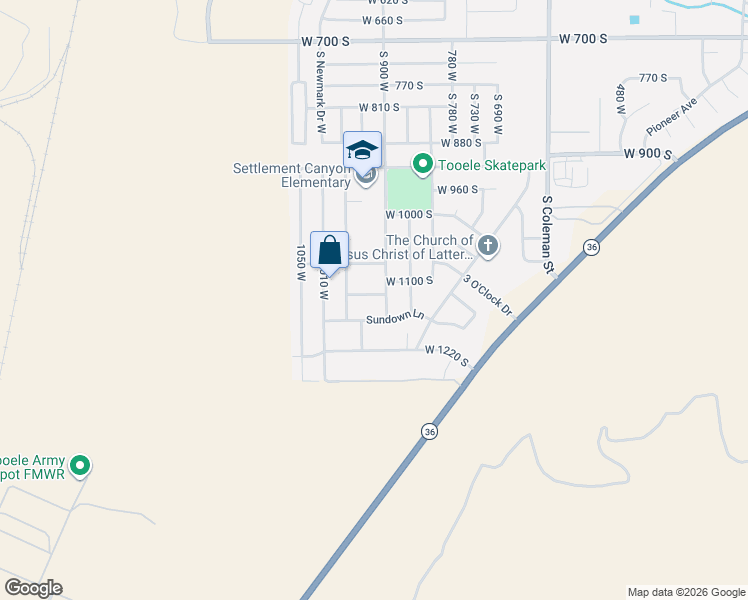 map of restaurants, bars, coffee shops, grocery stores, and more near 923 West 1140 South in Tooele