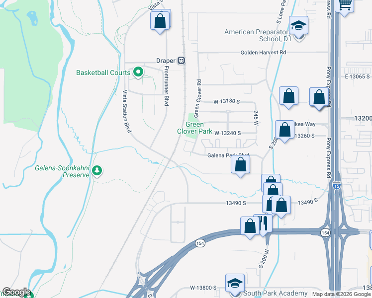 map of restaurants, bars, coffee shops, grocery stores, and more near 466 West Amber Glow Lane in Draper