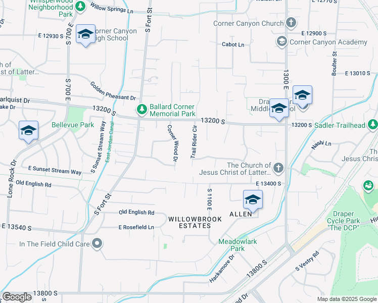 map of restaurants, bars, coffee shops, grocery stores, and more near 13294 South 1060 East in Draper