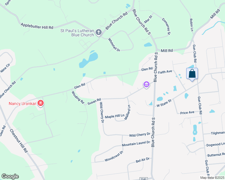 map of restaurants, bars, coffee shops, grocery stores, and more near 5535 Susan Road in Coopersburg
