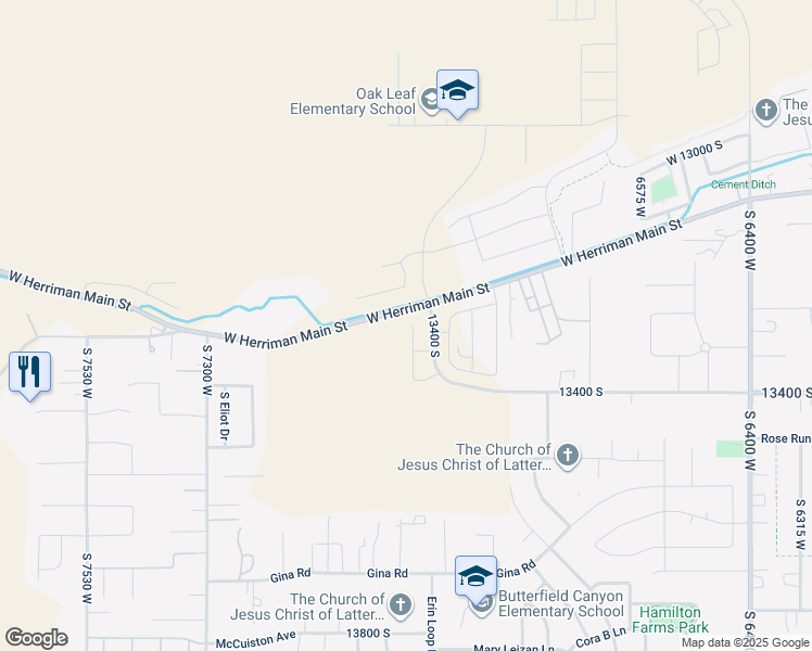 map of restaurants, bars, coffee shops, grocery stores, and more near 13304 South Henning Circle in Herriman