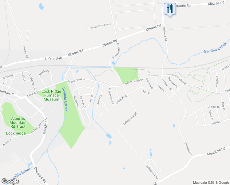 map of restaurants, bars, coffee shops, grocery stores, and more near 3458 Chester Drive in Macungie