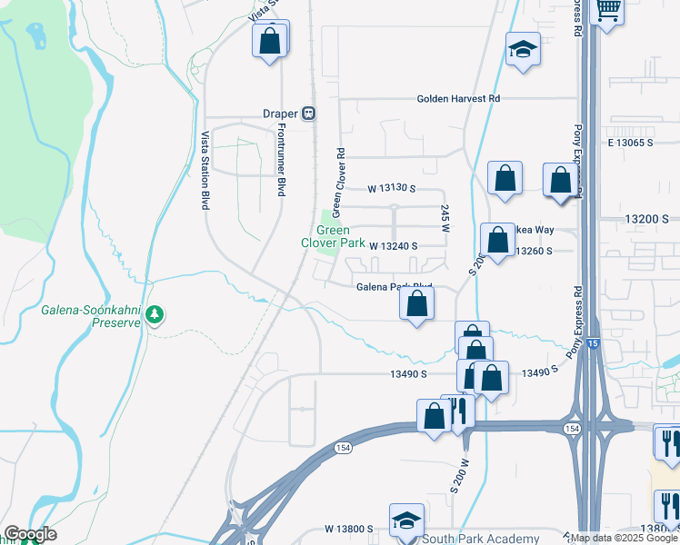 map of restaurants, bars, coffee shops, grocery stores, and more near 430 West Amber Glow Lane in Draper