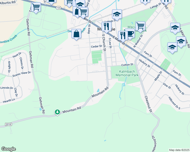 map of restaurants, bars, coffee shops, grocery stores, and more near 45 West Chestnut Street in Macungie