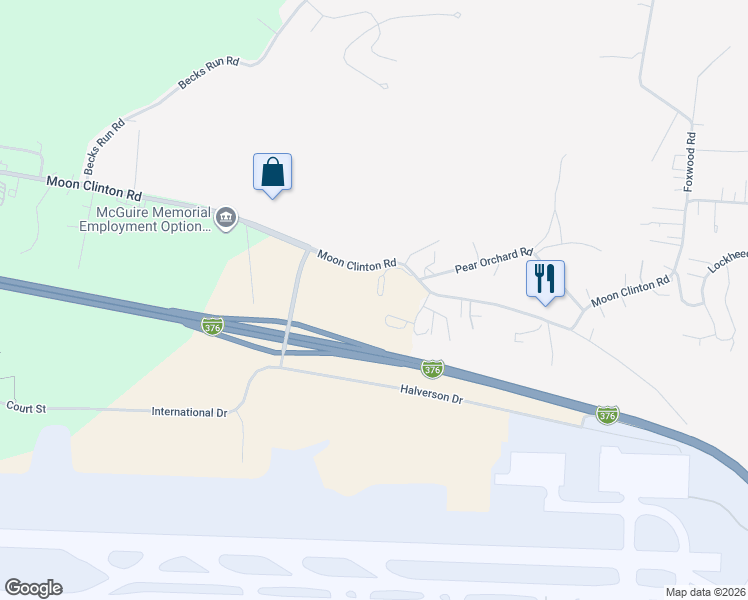map of restaurants, bars, coffee shops, grocery stores, and more near 5 Moon Clinton Road in Coraopolis