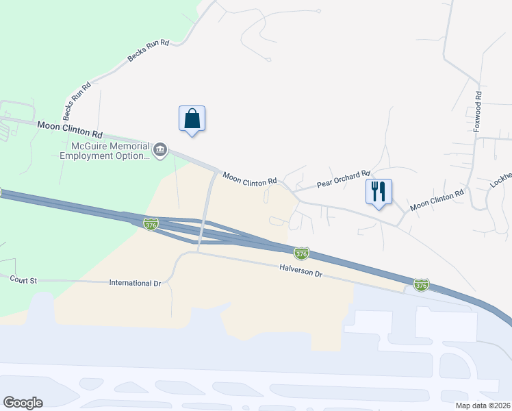map of restaurants, bars, coffee shops, grocery stores, and more near 5 Moon Clinton Road in Coraopolis
