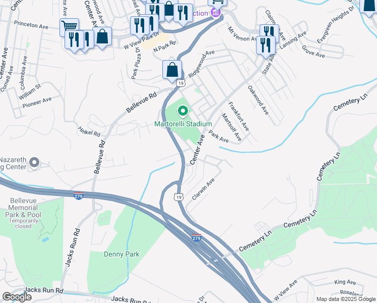 map of restaurants, bars, coffee shops, grocery stores, and more near 5307 Perrysville Road in Pittsburgh