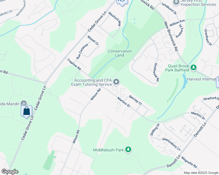 map of restaurants, bars, coffee shops, grocery stores, and more near 22 Steeplechase Court in Franklin Township