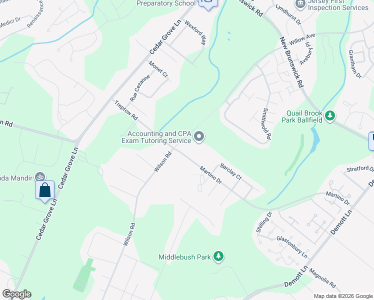 map of restaurants, bars, coffee shops, grocery stores, and more near 11 Steeplechase Court in Franklin Township