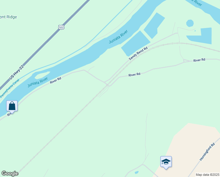 map of restaurants, bars, coffee shops, grocery stores, and more near 348 South River Road in McVeytown
