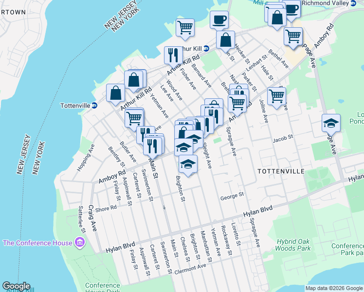 map of restaurants, bars, coffee shops, grocery stores, and more near 245 Yetman Avenue in Staten Island