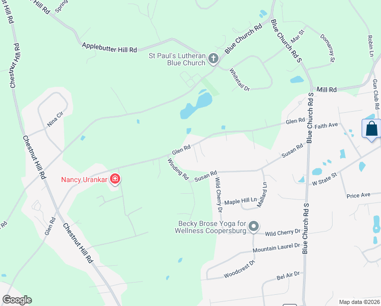 map of restaurants, bars, coffee shops, grocery stores, and more near 5502 Glen Road in Coopersburg