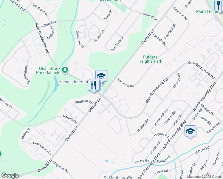 map of restaurants, bars, coffee shops, grocery stores, and more near 54 Cherrywood Drive in Franklin Township
