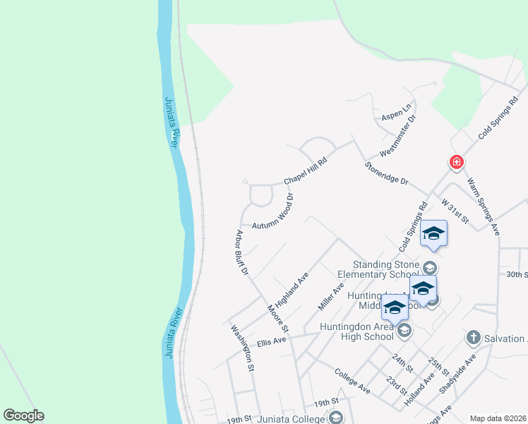 map of restaurants, bars, coffee shops, grocery stores, and more near 2201-2259 Arbor Bluff Dr in Huntingdon