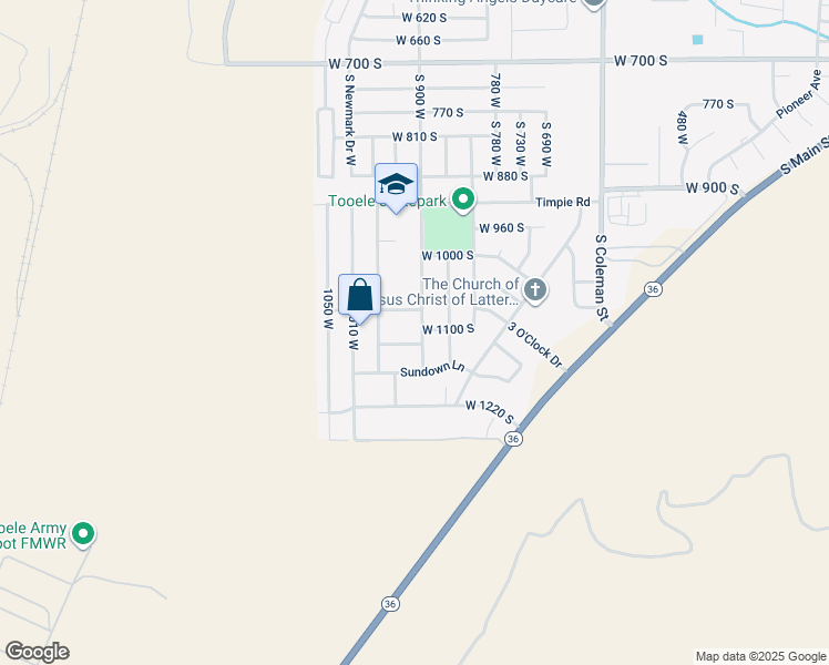map of restaurants, bars, coffee shops, grocery stores, and more near 1118 South 900 West in Tooele