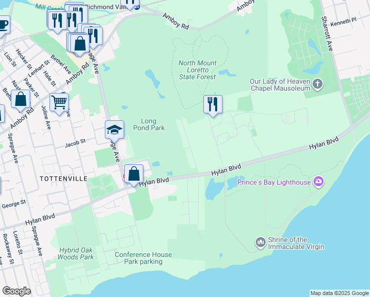 map of restaurants, bars, coffee shops, grocery stores, and more near 325 Richard Avenue in Staten Island