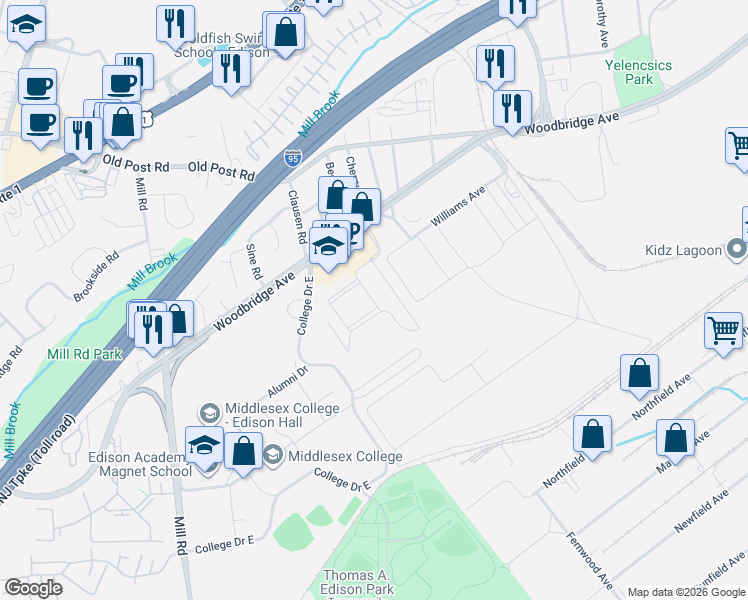 map of restaurants, bars, coffee shops, grocery stores, and more near 2324 Edward Stec Boulevard in Edison