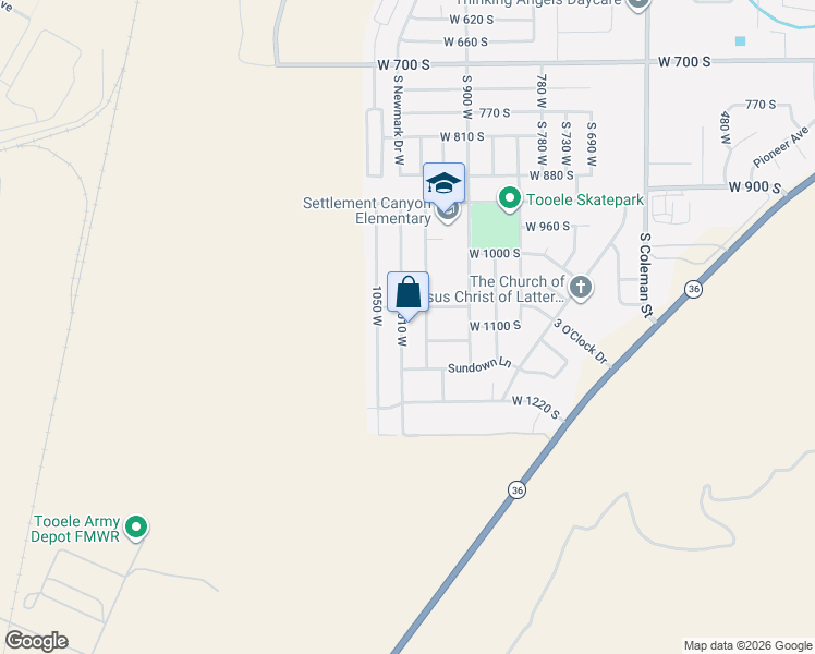 map of restaurants, bars, coffee shops, grocery stores, and more near 1115 1010 West in Tooele