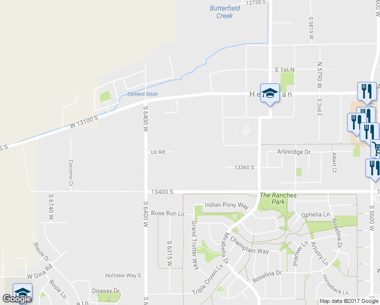 map of restaurants, bars, coffee shops, grocery stores, and more near 6228 13400 South in Herriman