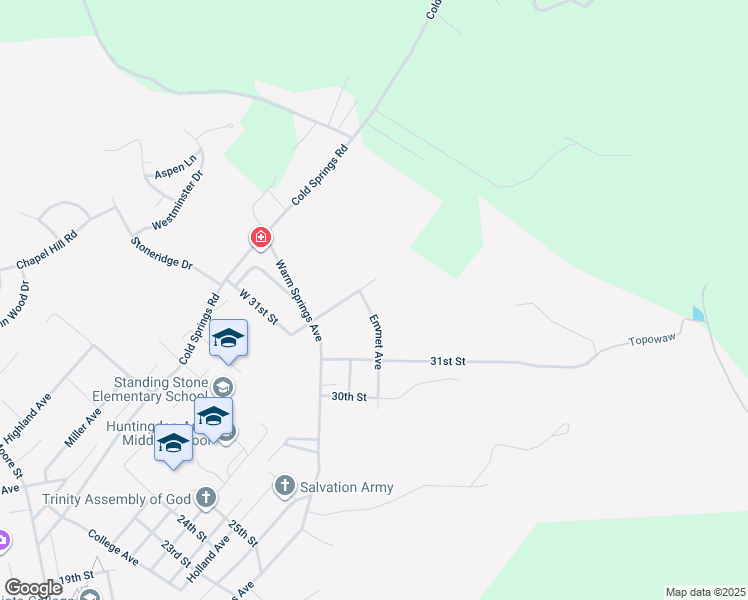 map of restaurants, bars, coffee shops, grocery stores, and more near 3325 Blair Avenue in Huntingdon