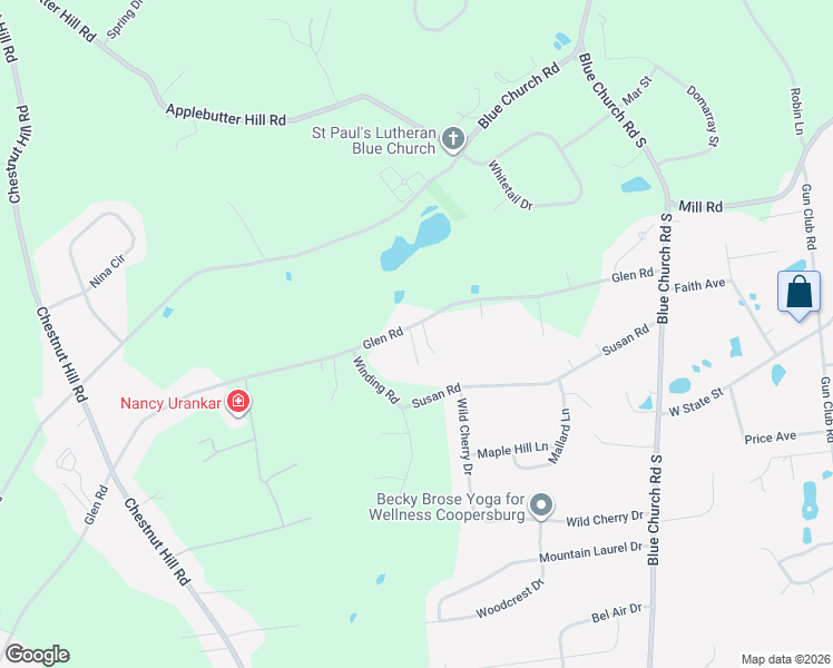 map of restaurants, bars, coffee shops, grocery stores, and more near 5502 Glen Road in Coopersburg