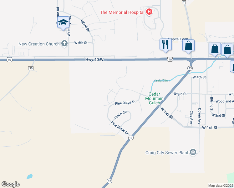 map of restaurants, bars, coffee shops, grocery stores, and more near 3531 Douglas Street in Craig