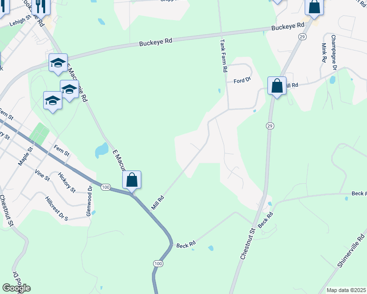 map of restaurants, bars, coffee shops, grocery stores, and more near 5209 Homestead Circle in Emmaus