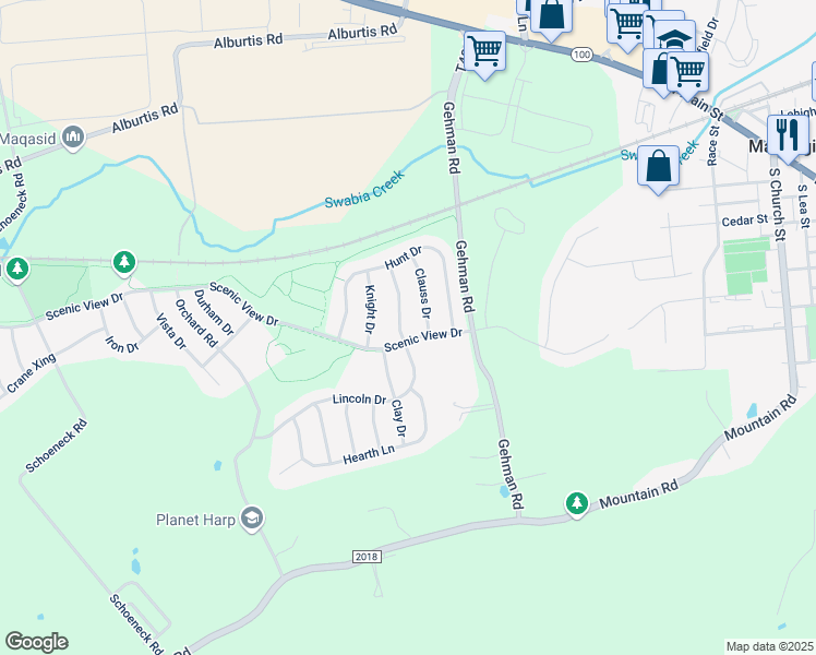 map of restaurants, bars, coffee shops, grocery stores, and more near 6880 Lincoln Dr in Macungie