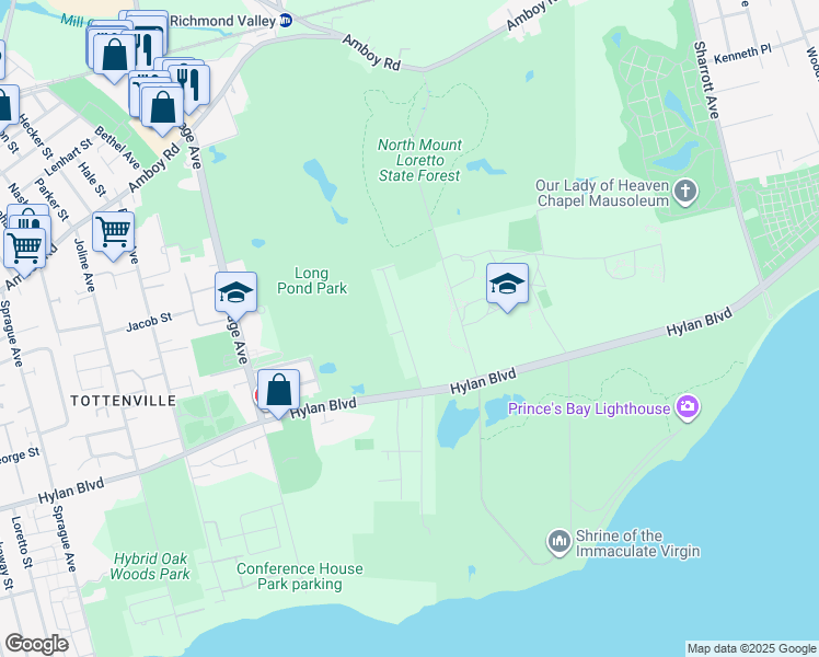 map of restaurants, bars, coffee shops, grocery stores, and more near 325 Richard Avenue in Staten Island