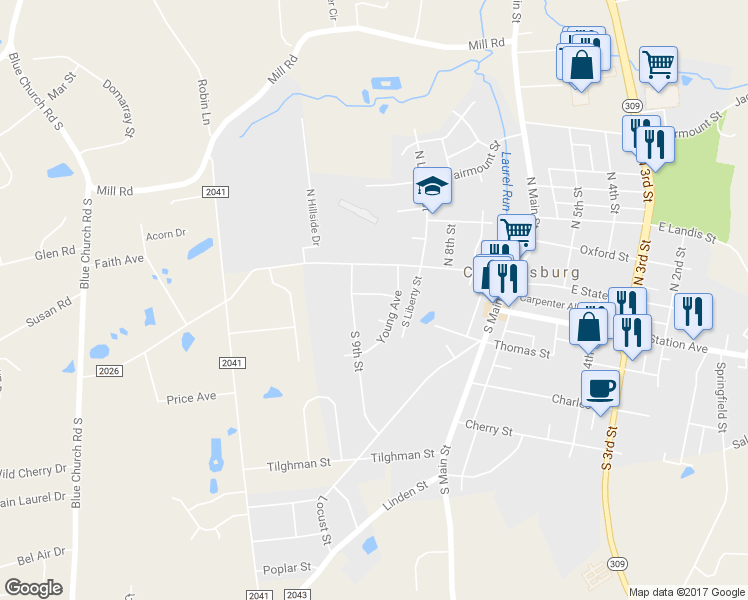 map of restaurants, bars, coffee shops, grocery stores, and more near 824 West Station Avenue in Coopersburg