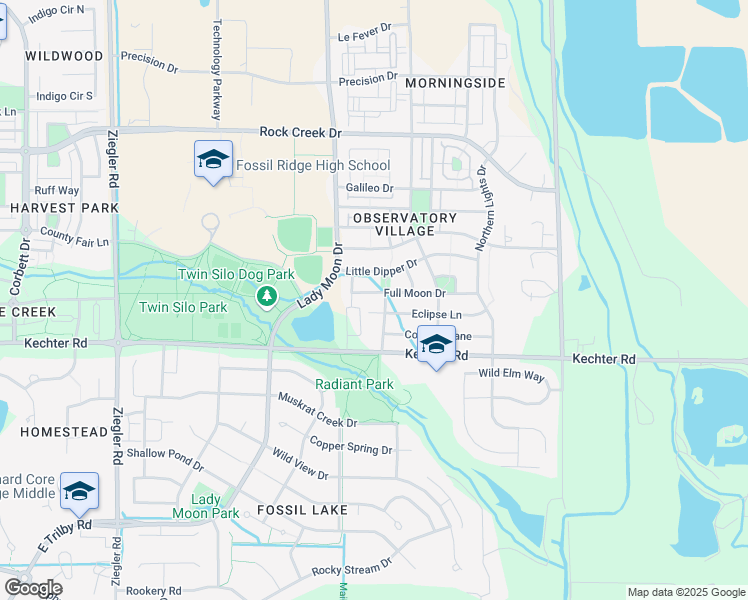 map of restaurants, bars, coffee shops, grocery stores, and more near 3645 Full Moon Drive in Fort Collins