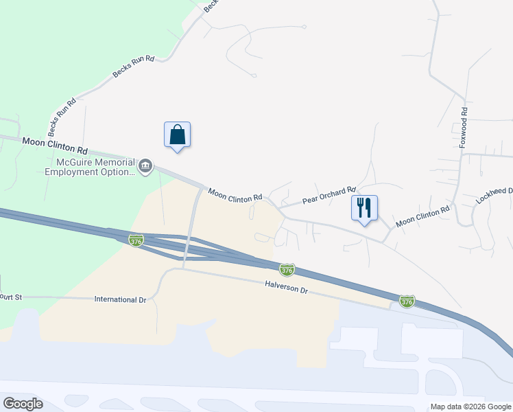 map of restaurants, bars, coffee shops, grocery stores, and more near 5 Moon Clinton Road in Coraopolis