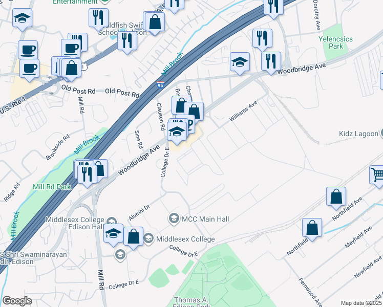 map of restaurants, bars, coffee shops, grocery stores, and more near 3232 Edward Stec Boulevard in Edison