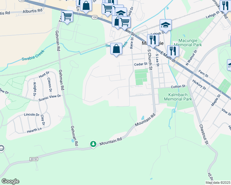 map of restaurants, bars, coffee shops, grocery stores, and more near 246 Willow Street in Macungie