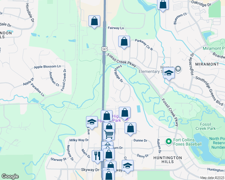 map of restaurants, bars, coffee shops, grocery stores, and more near 5425 Tripp Court in Fort Collins