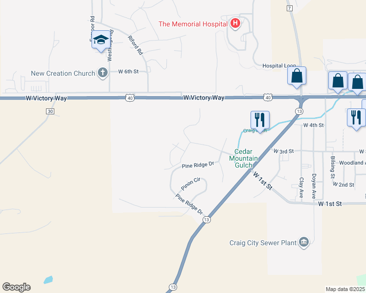 map of restaurants, bars, coffee shops, grocery stores, and more near 3531-3599 Douglas Street in Craig