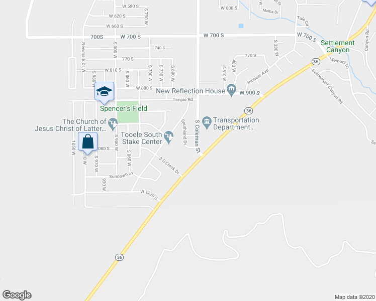 map of restaurants, bars, coffee shops, grocery stores, and more near 635 West 1080 South in Tooele