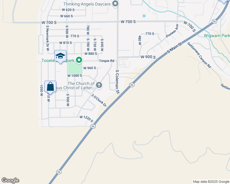 map of restaurants, bars, coffee shops, grocery stores, and more near 615 West 1080 South in Tooele
