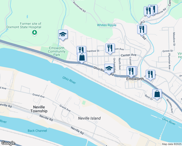 map of restaurants, bars, coffee shops, grocery stores, and more near 141 Oliver Avenue in Pittsburgh