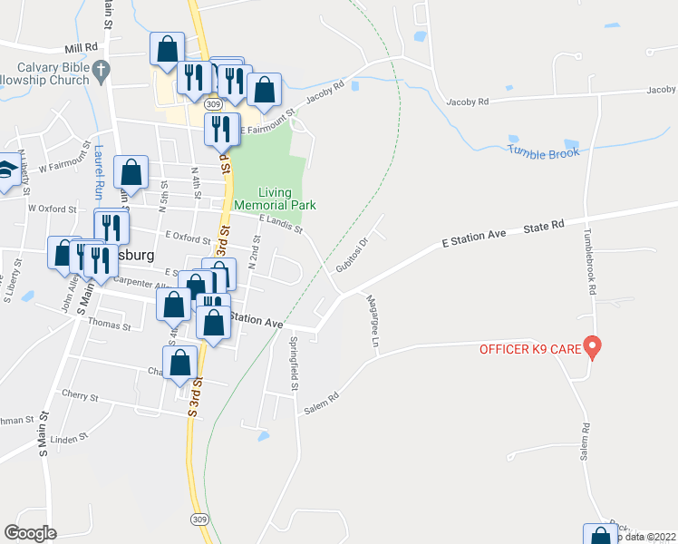 map of restaurants, bars, coffee shops, grocery stores, and more near 4150 Gubitosi Drive in Coopersburg