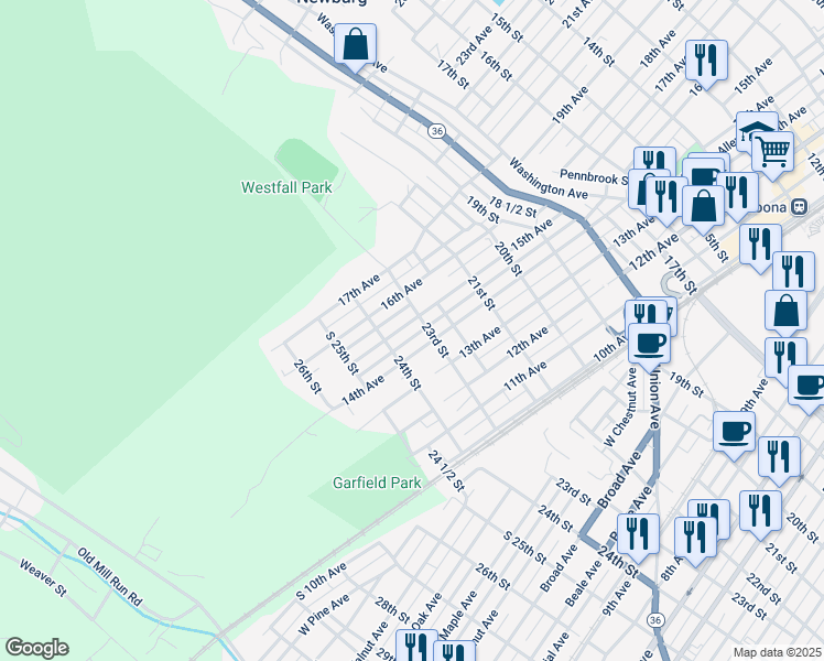 map of restaurants, bars, coffee shops, grocery stores, and more near 2319-21 15th Ave in Altoona