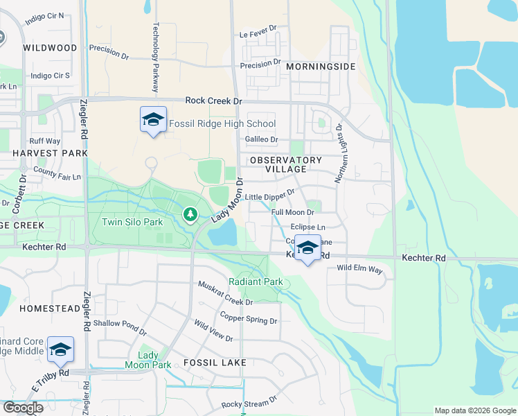 map of restaurants, bars, coffee shops, grocery stores, and more near 3645 Full Moon Drive in Fort Collins
