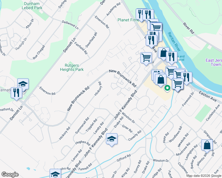 map of restaurants, bars, coffee shops, grocery stores, and more near 61 Croyden Court in Franklin Township