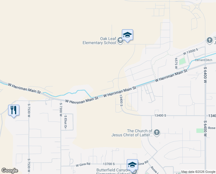 map of restaurants, bars, coffee shops, grocery stores, and more near 7072-7118 West 13055 South in Herriman