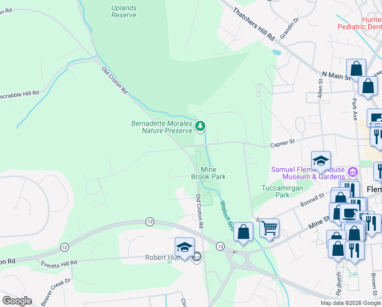 map of restaurants, bars, coffee shops, grocery stores, and more near 3 Fox Grape Road in Flemington