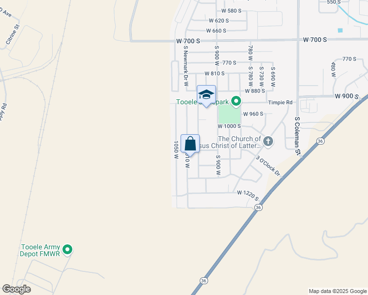 map of restaurants, bars, coffee shops, grocery stores, and more near 1022 West 1080 South in Tooele