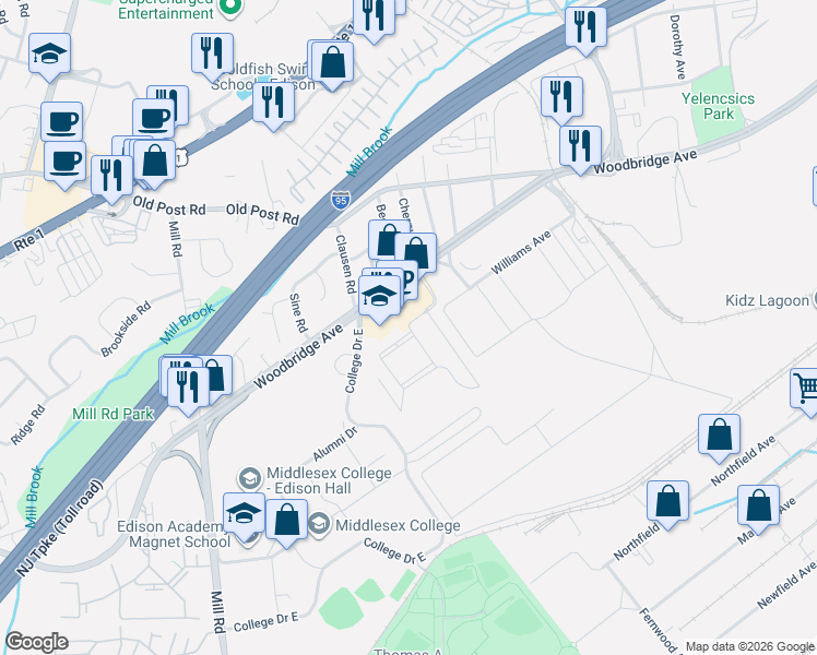 map of restaurants, bars, coffee shops, grocery stores, and more near 2211 Edward Stec Boulevard in Edison