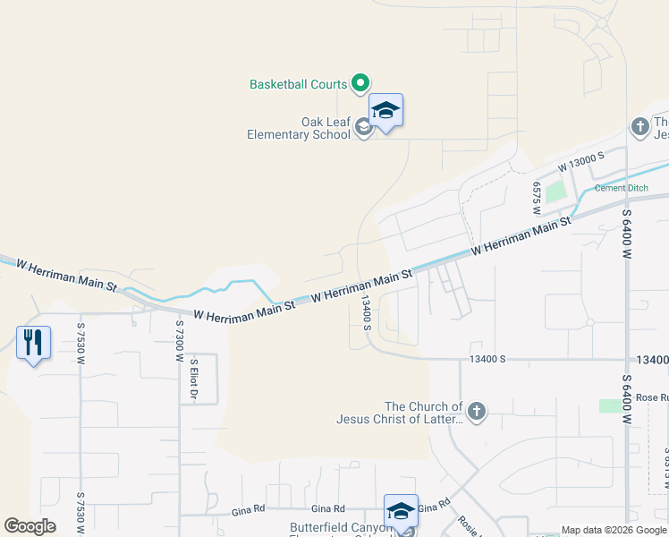 map of restaurants, bars, coffee shops, grocery stores, and more near 6976 West Hazel Oak Court in Herriman