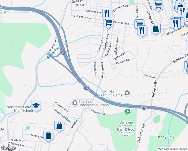 map of restaurants, bars, coffee shops, grocery stores, and more near 508 Kenyon Avenue in Pittsburgh